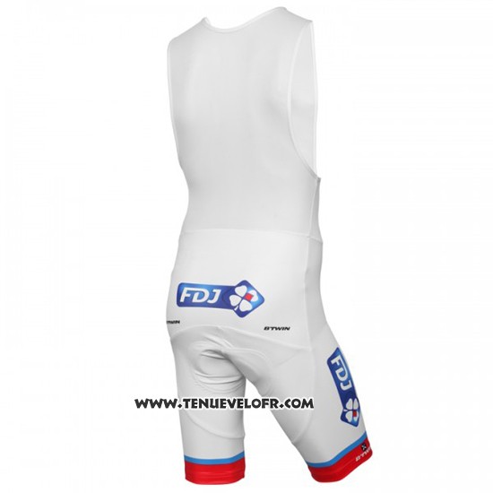 2016 Maillot Ciclismo FDJ Blanc et Rouge Manches Courtes et Cuissard